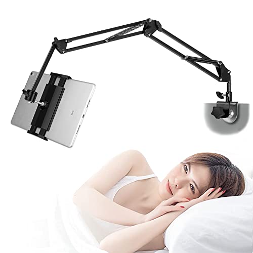 Tablet Stand Phone Holder iPad Holder for Bed [Ultra Sturdy Bottom Clamp] , Flexible Tablet arm Stand for Desk Mount Compatible with iPad Pro 12.9, iPad, Galaxy Tab, iPhone or 4.5~13 Inch Devices