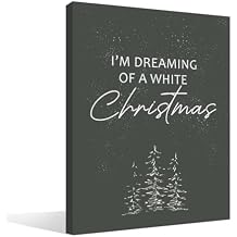 BIWSHA Christmas Dark Gray Wall Art, Winter Wall Print Decor, Im Dreaming of White Christmas, Canvas Wall Art for Home Living Room Bedroom 1114 Inch