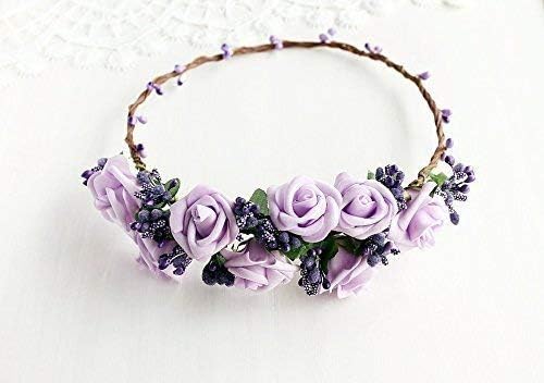Lilac Rose Circlet, Boho Bridal Crown, Lavender Head Wreath, Boho Bridal Crown, Woodland Headband