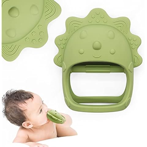 Govvay Silicone Triceratops Teether Mitten for Infants Cover