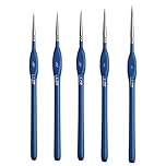 Detail Paint Brush Set 5pcs Miniature Brushes for Fine Detailing & Art Painting - Acrylic, Watercolor, Oil - Miniatures Models, Airplane Kits, Nail - Blue