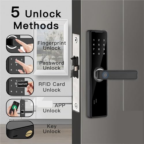 Serrure de porte intelligente biométrique 22x240 avec empreinte et code - 5