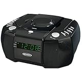 Jensen JCR-310 AM/FM Stereo Dual Alarm Clock Radio with Top Loading CD Player, Digital Tuner and Aux Input, Black (Renewed)