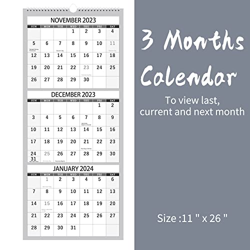 2023-2024 Wall Calendar – Apr.2023 - Jul.2024, 3 Month Calendar Vertical Display, 3-Month Wall Calendar 2023-2024, 11" X 26", Large Monthly Calendar, Lay- Flat, Holidays, Blocks, Perfect For Planning #TOP4