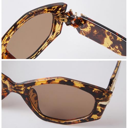 Lunettes de soleil tendance bleu polygone punk à verres verts - 5