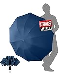 Chakipee Ombrello Pieghevole Pioggia da Viaggio Antivento - Ombrello Blu per Uomo Automatico Apri Chiudi,Inverso Portatile per la Compatto, Rivestimento in Tessuto 210T Apertura 105 cm 10 Stecche