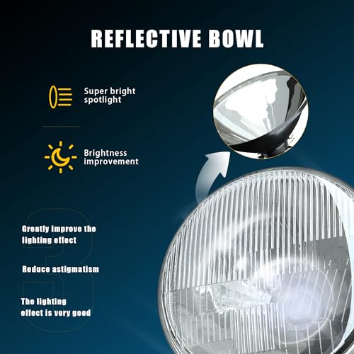 Ihnzcb H6024 Glass Round Led Headlight Housing,Halogen Sealed High Low Dual Beam,Original Classic Look Conversion Pair Kit Pair thumb #3