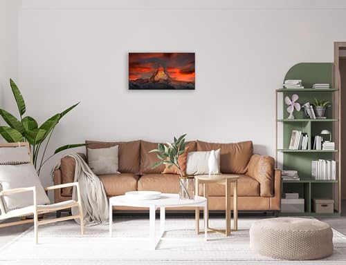 Tableau mural forêt pour raviver un mur blanc salon vide toile paysage rouge