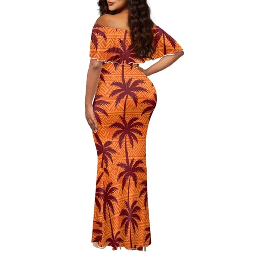 Image of Polynesian for Women S-7XL Off Shoulder Maxi Dress Hawaiian Summer Dresses