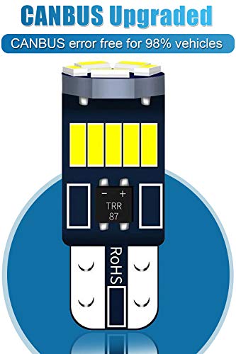 194 led bulb white super bright 6000K White t10 led bulbs W5W T10 168 led bulbs 15-SMD 4014 Chipsets LED Replacement Bulbs Error Free for Car Dome Map Door Courtesy License Plate Lights Pack of 20