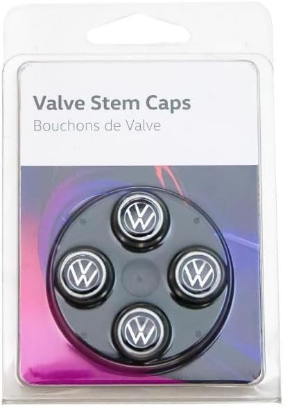 Volkswagen Black Logo Chrome Tire Stem Valve Caps