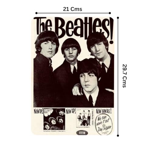 Image of Zesta Bathroom Decor Items Washroom Decor Tin Sign | Aesthetic Posters Wall Poster for Bedroom | Magnetic Cafe Decoration Items / Restaurant Decorations Items | Quirky Home Decor Bar Accent (Beatles (4))