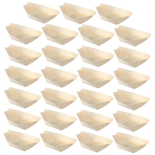 Mobestech 250個 入り使い捨て寿司木製ボート皿 小型ポータブル和食サービングトレイ 刺身やスナック用 素材 食品対応パーティー レストラン向