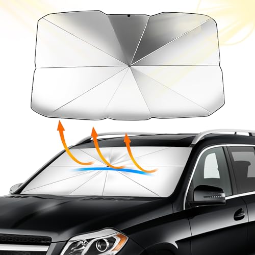 WOAFEY Para Ford Fiesta 2017-2023 Parasol Parabrisas Delantero Para Coche, Parasol Para Coche Paraguas Parasol Coche, Evita Arañazos Parasol Plegable Protección UV Paraguas,S