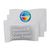 iTouchless 3-Pack AbsorbX Compact Odor Filter Deodorizers, Absorbs Trash Odors, All Natural Activated Carbon, Biodegradable, for use with 4 Gal and Smaller Trash Cans with Odor Filter Compartment