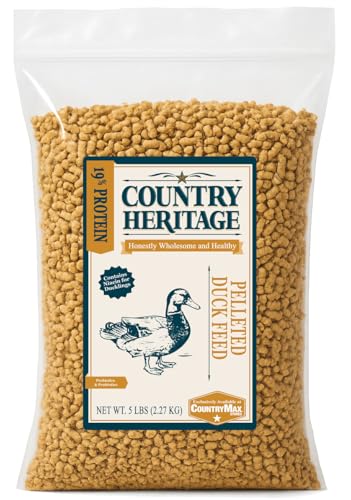 Country Heritage Duck Feed Pellets for All Life Stages (19% Protein with Prebiotics & Probiotics Do Not Float) (5 Pounds)