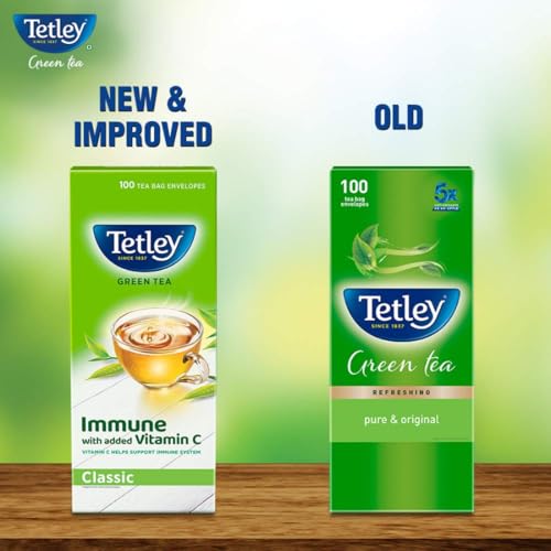 Image of Tetley Green Tea, Classic, 100 Tea Bags Flavour : Regular