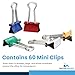 1InTheOffice Multicolored Binder Clips, Mini, 60ct