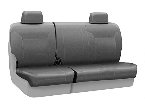 Coverking Custom Fit Rear 60/40 Bench Seat Cover for Select GMC Models - Genuine Leather (Gray)