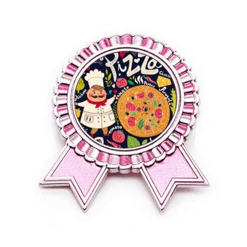 Broche Cook Pizza Italy rose en métal taille M pour accessoire de mode