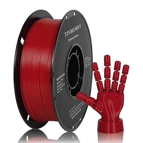 TINMORRY PETG Filament 1.75mm, Rapid PETG-Eco 3D Printing Filament, Compatible with Bambu Lab/Creality K1C / FLASHFORGE Adventurer 5M FDM 3D Printer, 1 KG 1 Spool, Red
