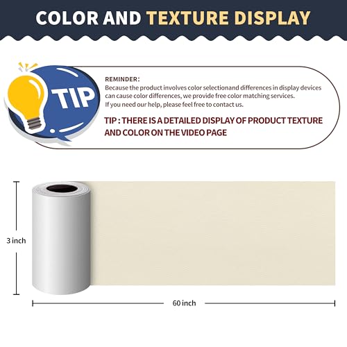 Image of ONine Leather Repair Patch，Leather Repair Tape, 3 x 60 inches Leather Repair Patch for Furniture,Vinyl Repair Kit，Leather Couch Patch，for Sofas, Furniture, Car Seats, Office Chairs(Rice White)