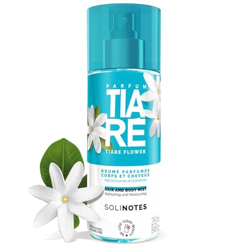 Solinotes Tiaré Body Mist – Alcohol-Free, Long-Lasting Fruity Floral Scent with Coconut, Peach, Vanilla & Musk– Clean, Refreshing Hair & Body Perfume Spray for Women (8.45 Fl Oz)