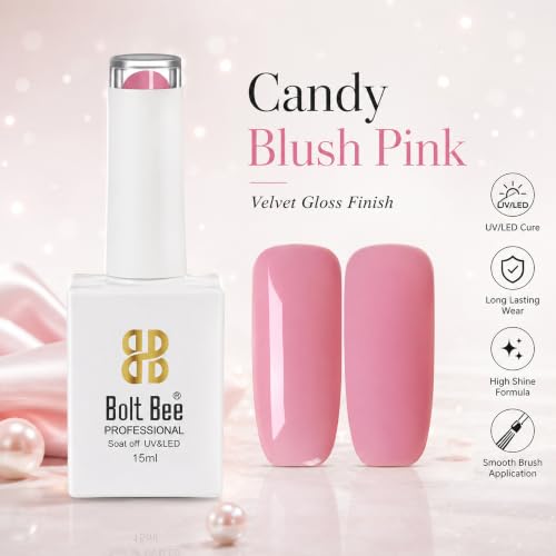 Image of BOLT BEE 15ML Gel Nail Polish 1Pc Clear Pink Glitter Nail Polish Soak Off UV LED Nail Gel Polish Nail Art Starter Manicure Salon DIY at Home, 0.5 OZ (1) (99)