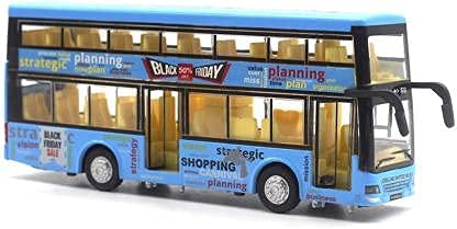 DMK Double Decker Metal Bus Luxury Bus Toy -Die-Cast Metal Bus Toy For Kids With Light, Sound, Pull Back Toy For Kids., Multicolor