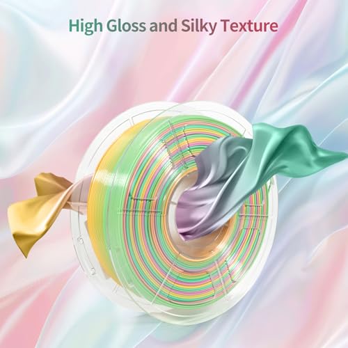 Image of IEMAI Gradient Silk PLA Filament 1.75mm 1kg, Silky Glossy Finish Rainbow 3D Printer Filament Max 600mm /s Printing, Enhanced Toughness & Neatly Wound for DIY, Art & Home Decor