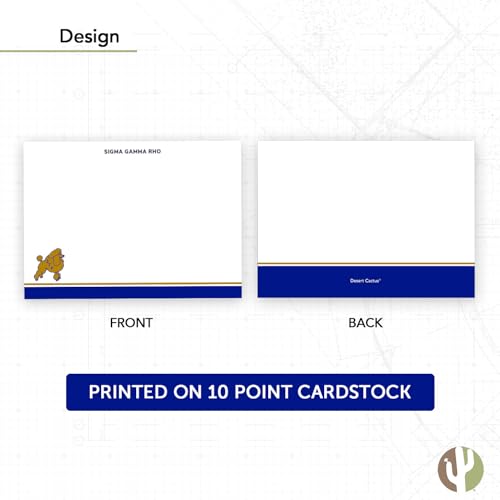 Image of Desert Cactus Sigma Gamma Rho Notecards SGRhos Poodles Divine 9 Stationery Cardstock 10 Pack Includes Envelopes Memo Party Thank You (Notecard Design C)