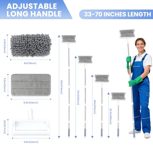 Ceiling Fan Cleaner Duster with 80'' Extendable Long Handle Pole - Microfiber Chenille Pads for Blades, Baseboards, Walls, Floors, Blinds & Cobwebs - Reusable & Washable — view 2