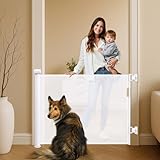 Barrière de Sécurité Rétractable, 150 cm de Large x 86 cm de Haut, pour Escaliers et Chiens, Blanc (Blanc, 150CM)