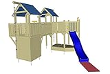 Gartenpirat Spielanlage Freibeuter mit 2X Spielturm Brücke Spielhaus Schiff und Rutsche, TÜV - 3