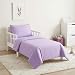 EVERYDAY KIDS 4 Piece Toddler Bedding Set - Includes Comforter, Flat Sheet, Fitted Sheet and Pillowcase - Solid Purple
