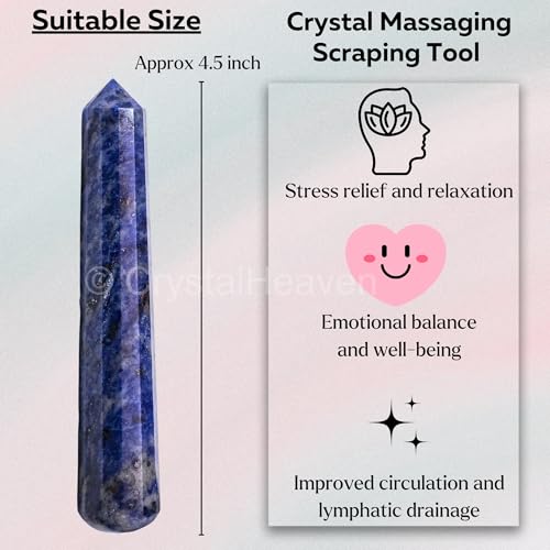 Image of Sodalite Crystal Wand - Pointed Crystal Wand for Energy Healing, Chakra Balancing, Meditation and Home Decor - Crystals and Healing Stones for Gift