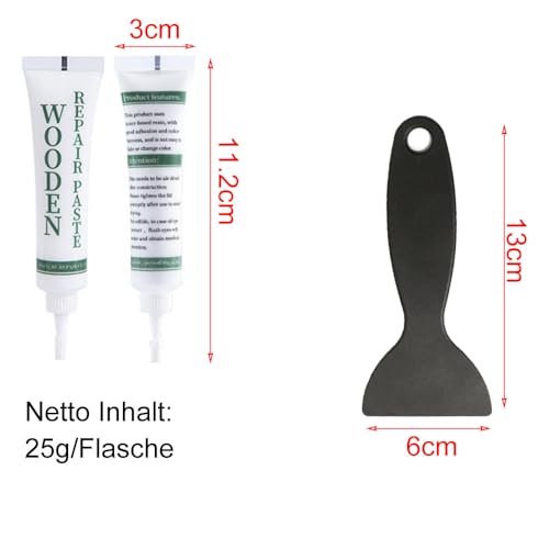 Laminat Reparaturset, Parkett Reparaturset, 2 Farben Holz Reparaturset, Holzreparaturmasse für Reparatur von Kratzer, Rissen, Verfärbungen für Holzschrank, Boden, Tür und Tischoberflächen