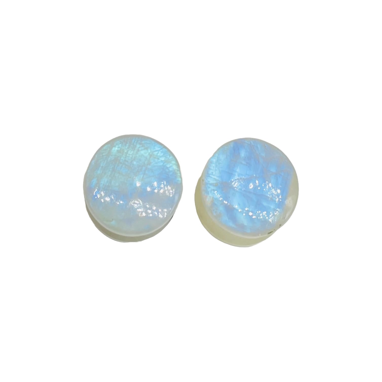 Uni Craft Opalescent Moonstone Gemstone Naga Body Piercing Jewelry Double Flared Round Shaped Ear Gauges Plugs Size 8g (3mm) to 1" (25mm) Customized