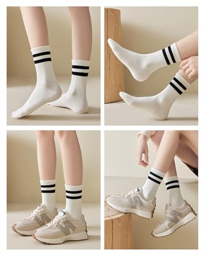 Crew Socks for Women Striped Athletic Socks Womens4