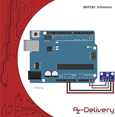 AZDelivery GY-BMP280 I2C IIC SPI BMP280 Digital Breakout Barometric Air Pressure Temperature Sensor Module Board 5V 3.3V compatible with Arduino and Raspberry Pi Including E-Book!