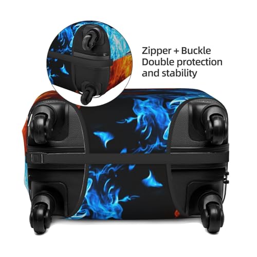 Red blue abstract fire black Elastic Travel Luggage Cover Travel Suitcase Cover for Trunk Case 19''-32'' Luggage Protective Cover4