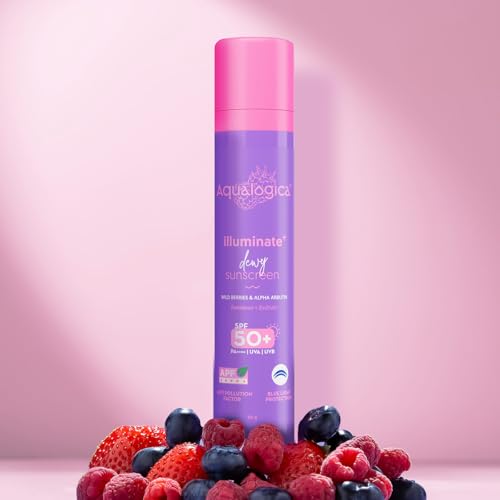 Aqualogica lluminate+ Dewy All Skin Type Sunscreen Spf 50+ Pa++++ With Wild Berries&Alpha Arbutin - 50 G
