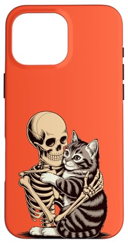 Divertente scheletro gatto abbraccio Halloween - Carino Spooky Kitty Costume Custodia per iPhone 16 Pro Max