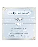 YELUWA 2 Pcs Best Friends Gifts for Women Matching Heart Bracelets Friendship Bracelets Best Friend Birthday Gifts for Women Friendship Gift for Woman Bestie Bff Thanksgiving Christmas Easter