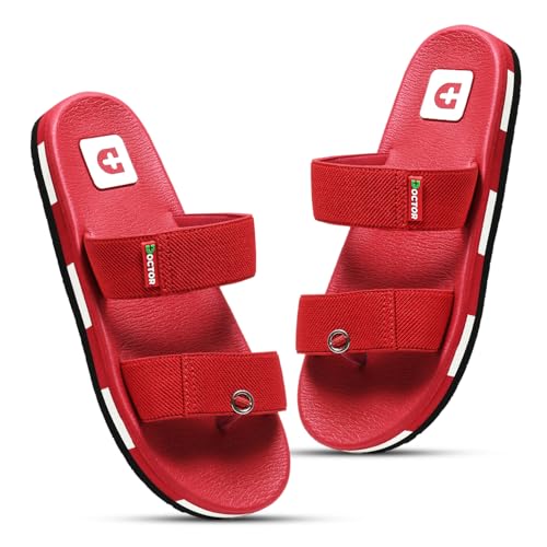 Image of DOCTOR HEALTH SUPER SOFT Men’s Casual Slippers with Soft Cushioned Sole, Double Strap with Toe Loop Design, Lightweight Anti-Slip Everyday Wear Slippers for Home and Outdoor Use