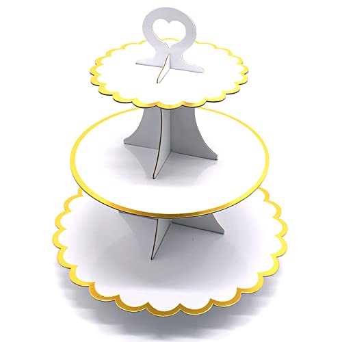 Tumtanm Soporte de cartón de 3 niveles para cupcakes, soporte de torre desechable para cupcakes, para vacaciones, bodas, fiestas de cumpleaños,...