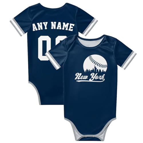 Custom Baseball Style Baby Clothes,Personalized Baby Name Number for Newborn Infants Bodysuit Gift 0-24 Months
