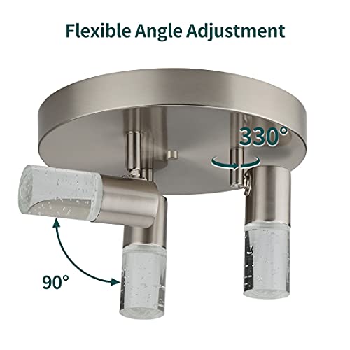 Kadision 3-Light Semi Flush Mount Ceiling Light, 3 Head Multi Directional Led Track Light, 4000K Dimmable Modern Ceiling Light For Hallway, Foyer, Stairway, 15W Bn Finish #TOP3