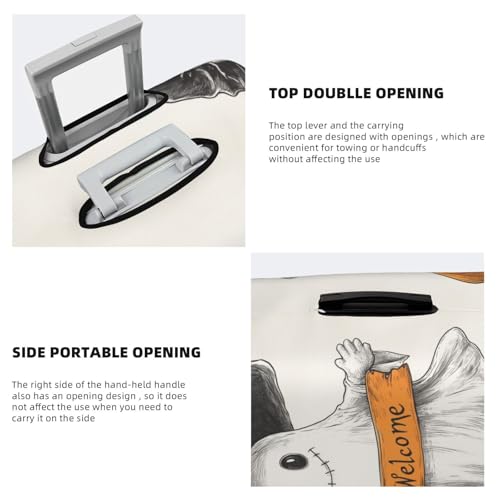 Cute Ghost Carrying Pumpkin Bag Elastic Travel Luggage Covers Dustproof Scratch-Resistant Suitcase Protector Fit 22-24 Inch3