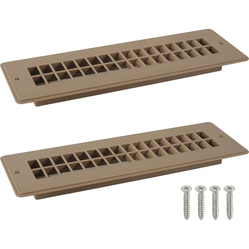 Calvana 2 Pack RV Floor Register Undampered Stationary Vent Cover with Screws Plastic Composite Non-Adjustable 2-1/4 x 10-1/8 Insert Beige